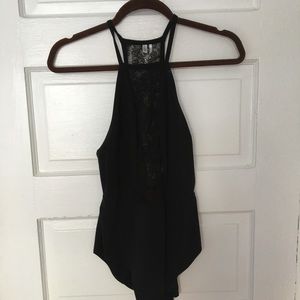 Lace detail black cami bodysuit